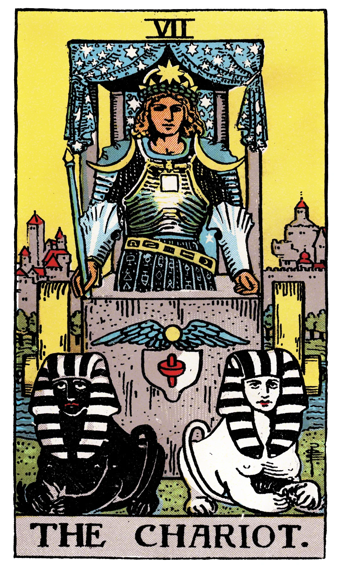 The Chariot card from the Rider-Waite-Smith Tarot deck by Rider