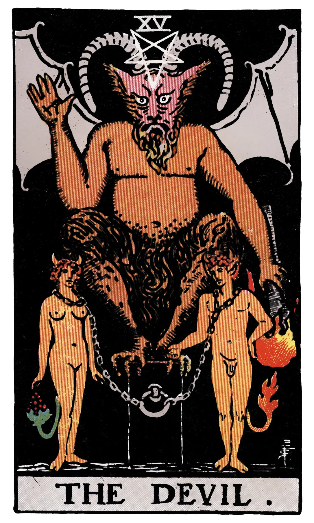 The Devil card from the Rider-Waite-Smith Tarot deck by Rider