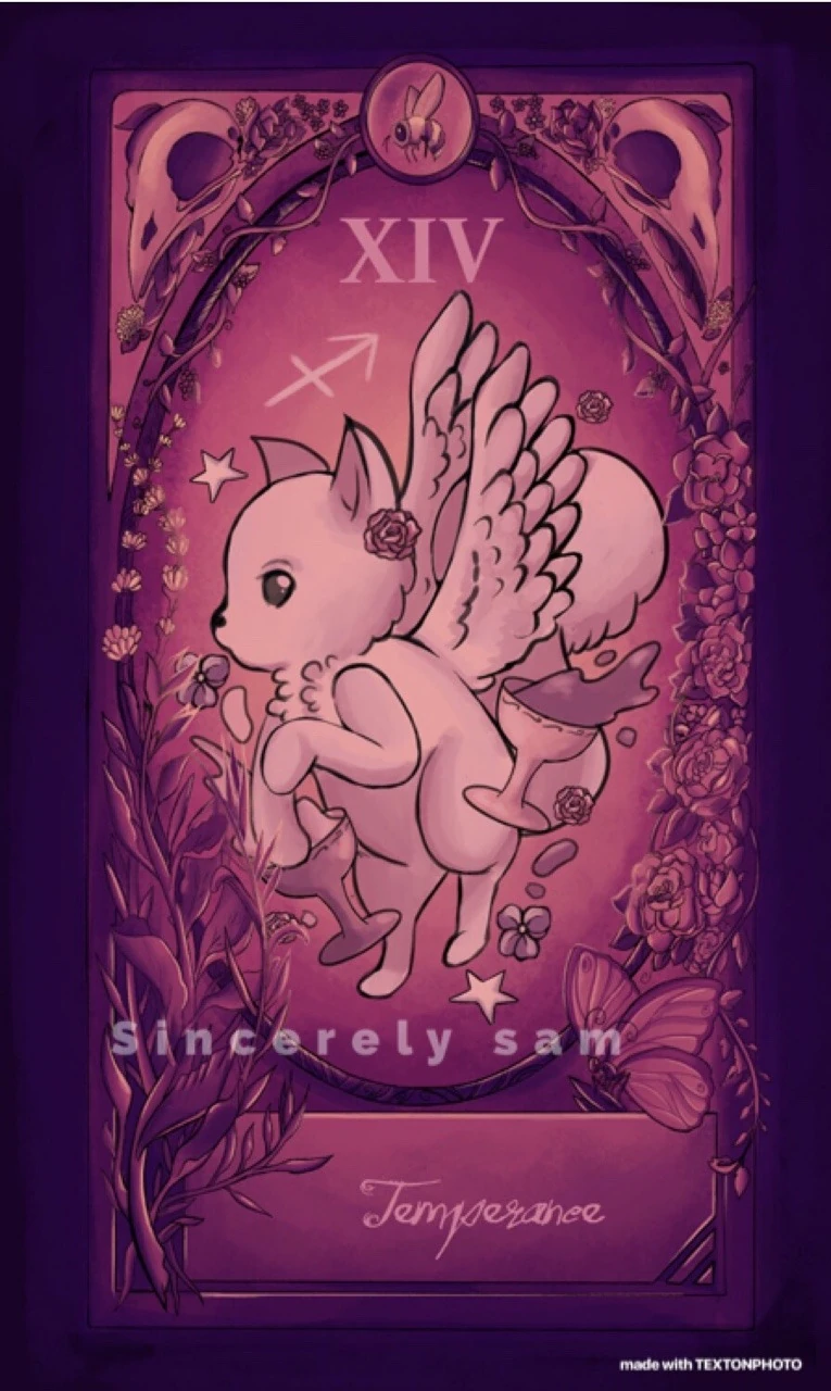 Temperance card from The Fae and The Ferns Tarot deck