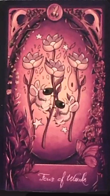 Four of Wands card from The Fae and The Ferns Tarot deck