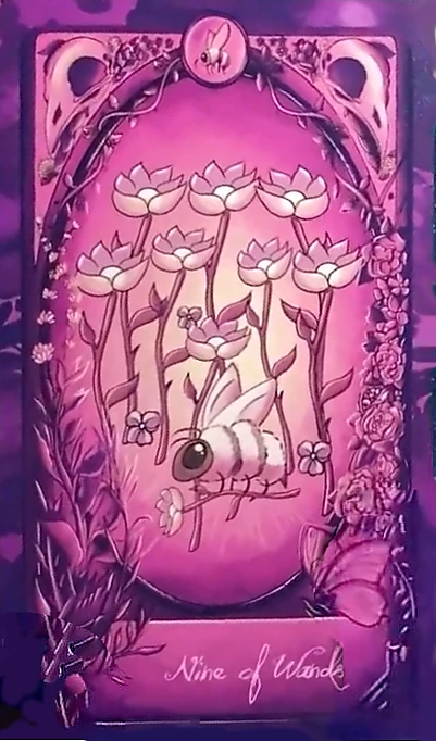 Nine of Wands card from The Fae and The Ferns Tarot deck