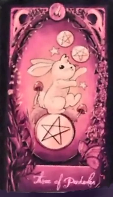 Three of Pentacles card from The Fae and The Ferns Tarot deck