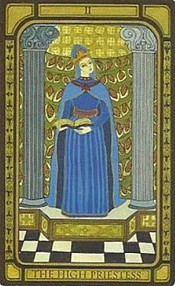 The High Priestess card from The Golden Tarot by Liz Dean