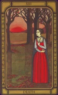 Death card from The Golden Tarot by Liz Dean