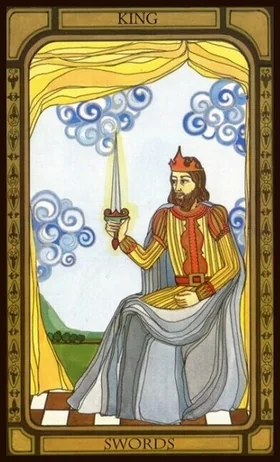 King of Swords card from The Golden Tarot by Liz Dean