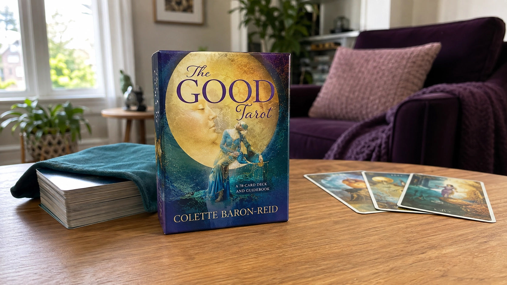 Generated scene of The Good Tarot Deck by Colette Baron-Reid in a bright modern home