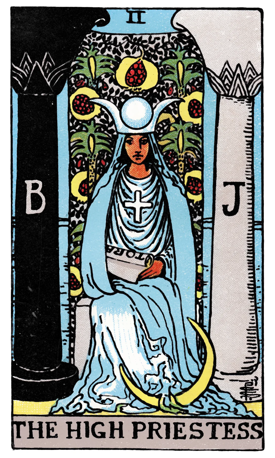 The High Priestess — Rider-Waite-Smith Tarot by Rider The High Priestess card from the Rider-Waite-Smith Tarot deck by Rider
