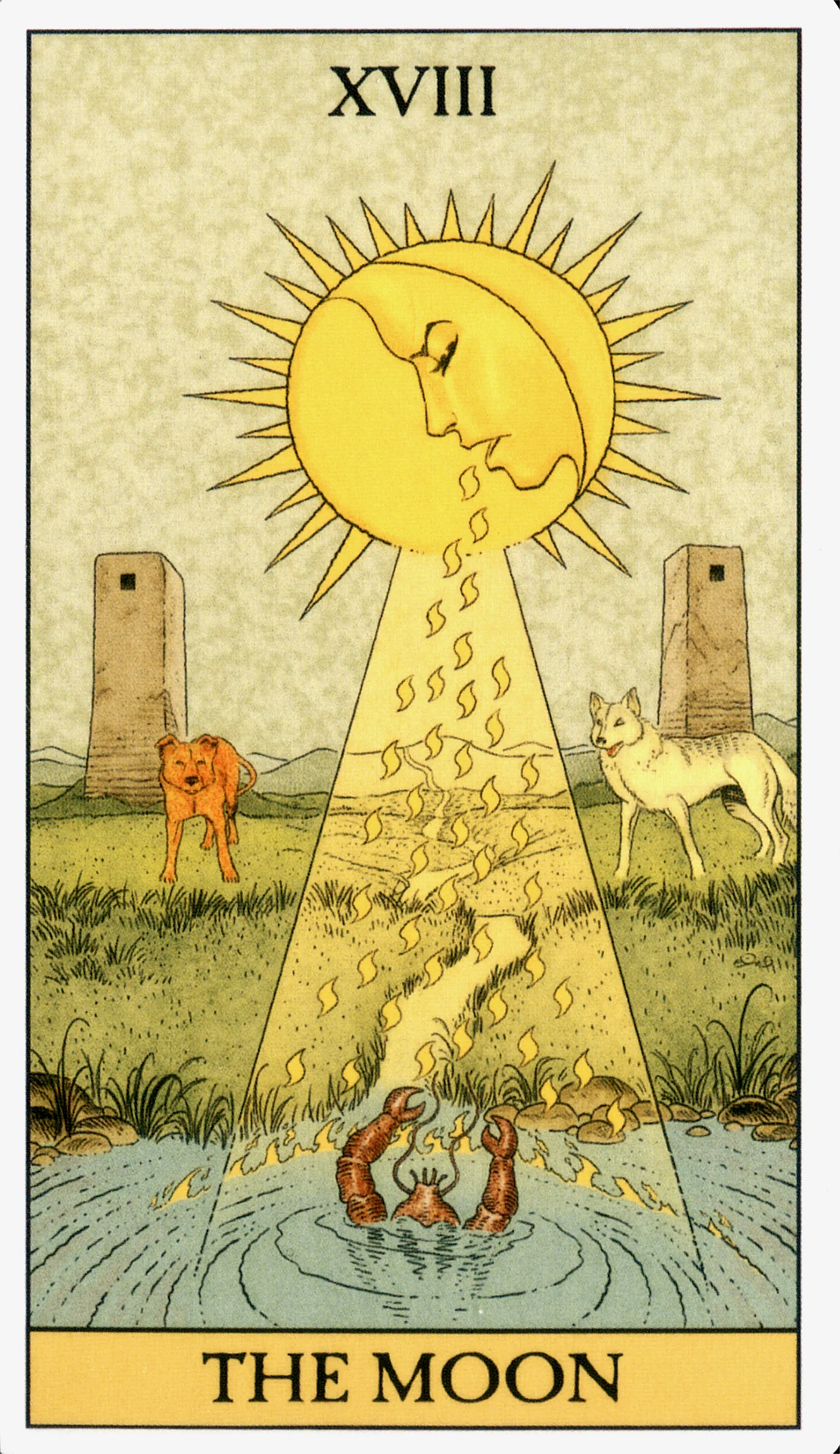 The Moon card from the Before Tarot deck by Lo Scarabeo