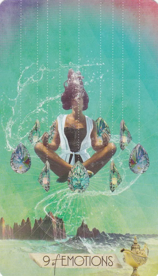 The Muse Tarot Review 8 Nine of Cups card from The Muse Tarot deck