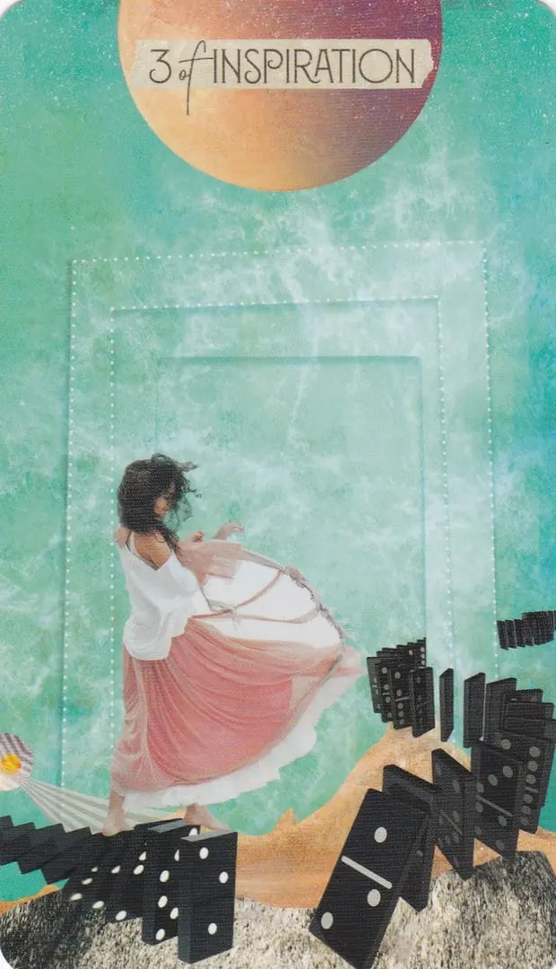 The Muse Tarot Review 7 Three of Wands card from The Muse Tarot deck