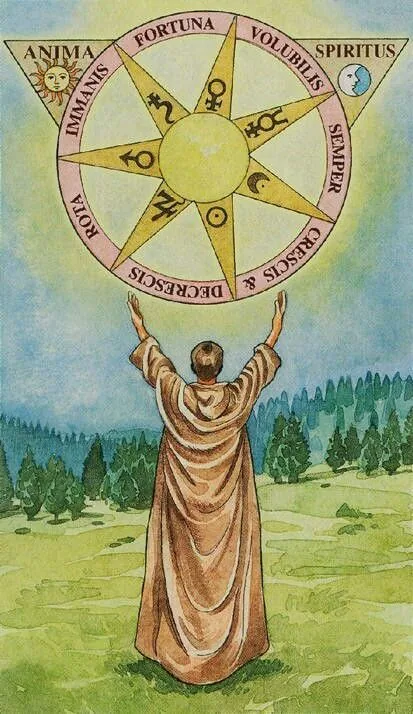 Wheel of Fortune card from The Sorcerers Tarot deck