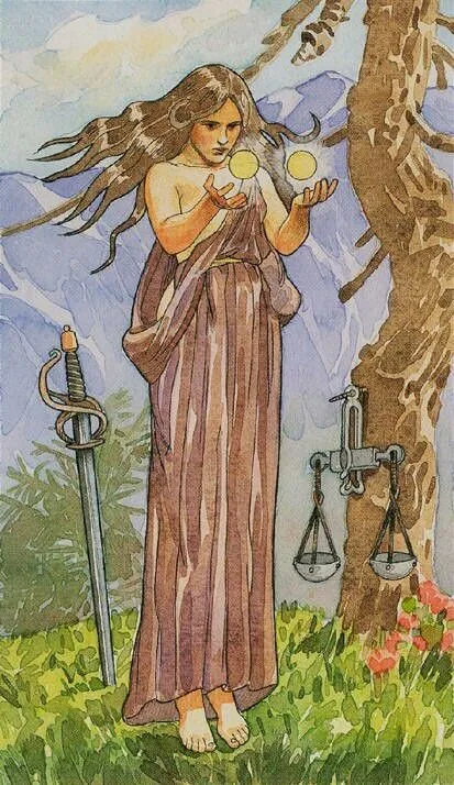 Justice card from The Sorcerers Tarot deck