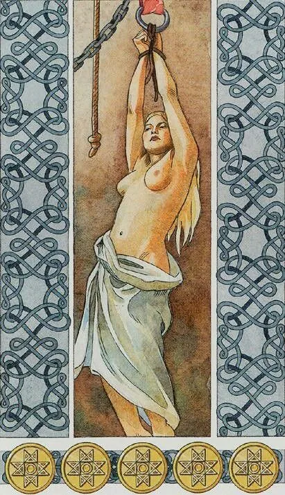 The Hanged Man card from The Sorcerers Tarot deck