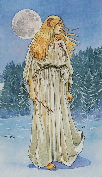 The Moon card from The Sorcerers Tarot deck