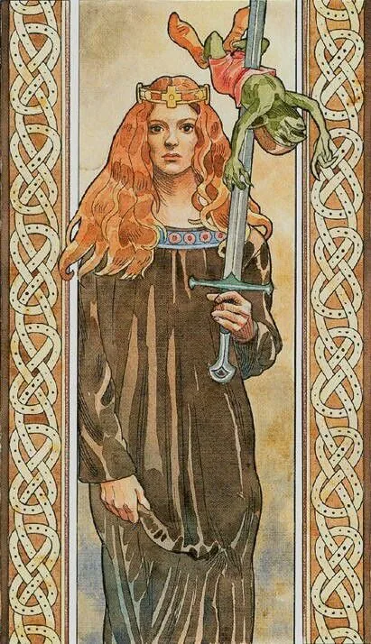 7 of Wands card from The Sorcerers Tarot deck
