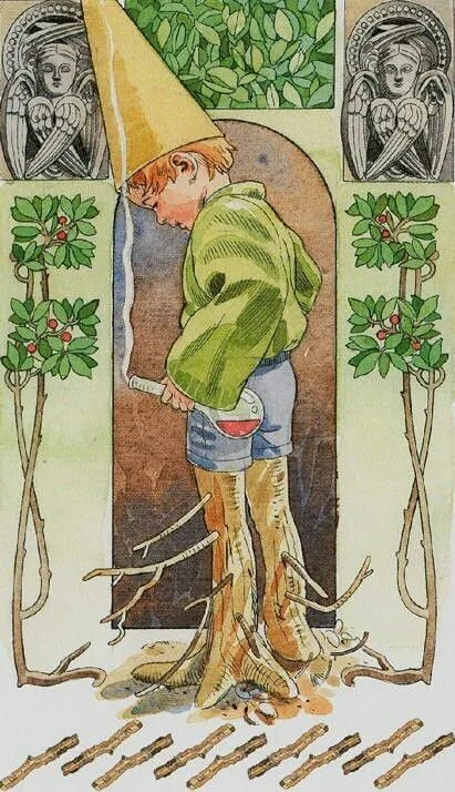 10 of Wands card from The Sorcerers Tarot deck