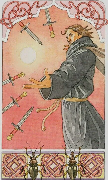 6 of Swords card from The Sorcerers Tarot deck