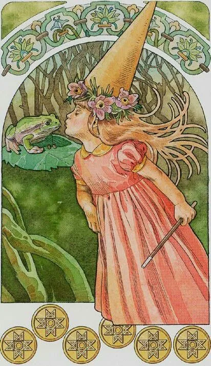 6 of Pentacles card from The Sorcerers Tarot deck