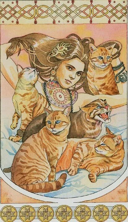 9 of Pentacles card from The Sorcerers Tarot deck