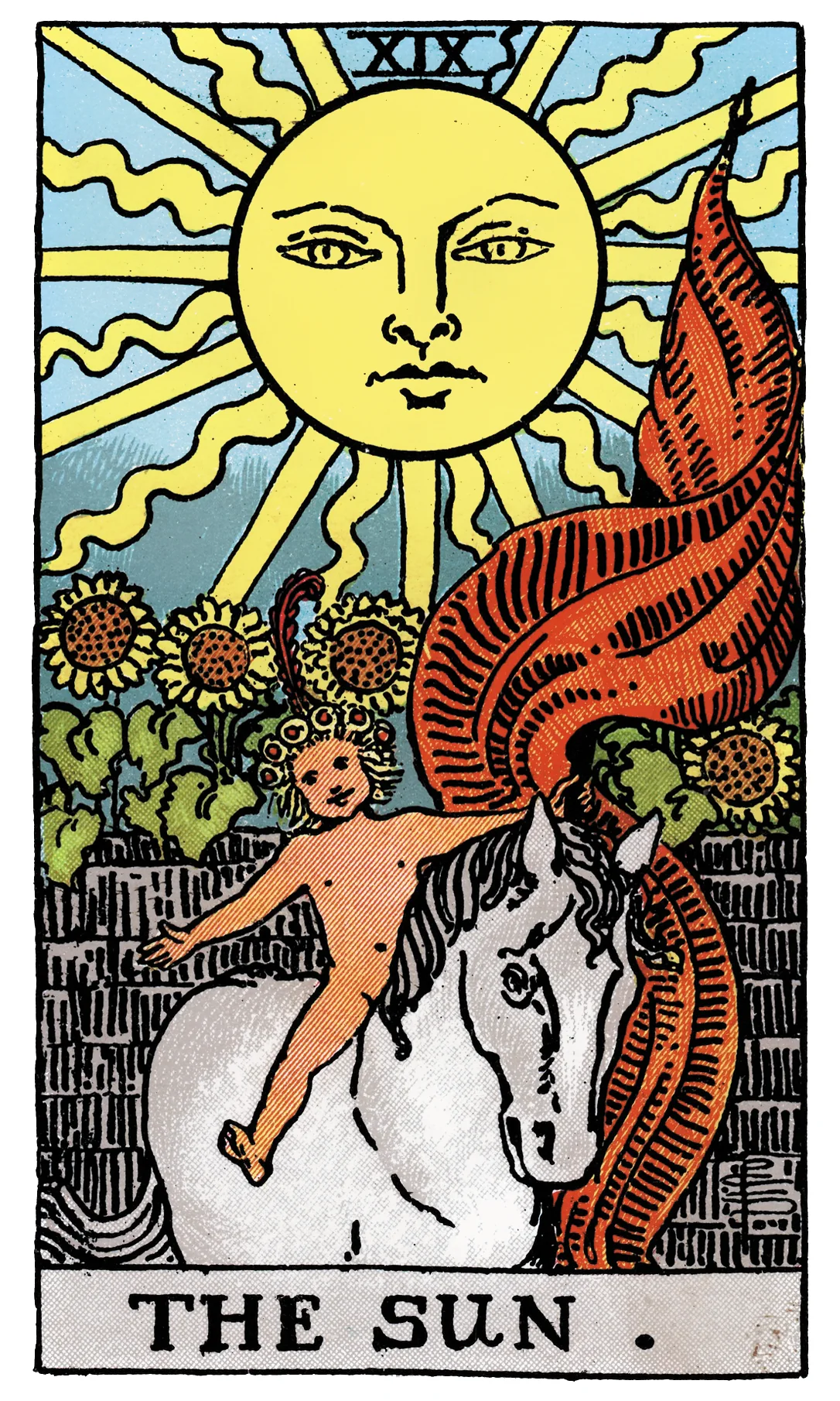 The Sun — Rider-Waite-Smith Tarot by Rider The Sun card from the Rider-Waite-Smith Tarot deck by Rider