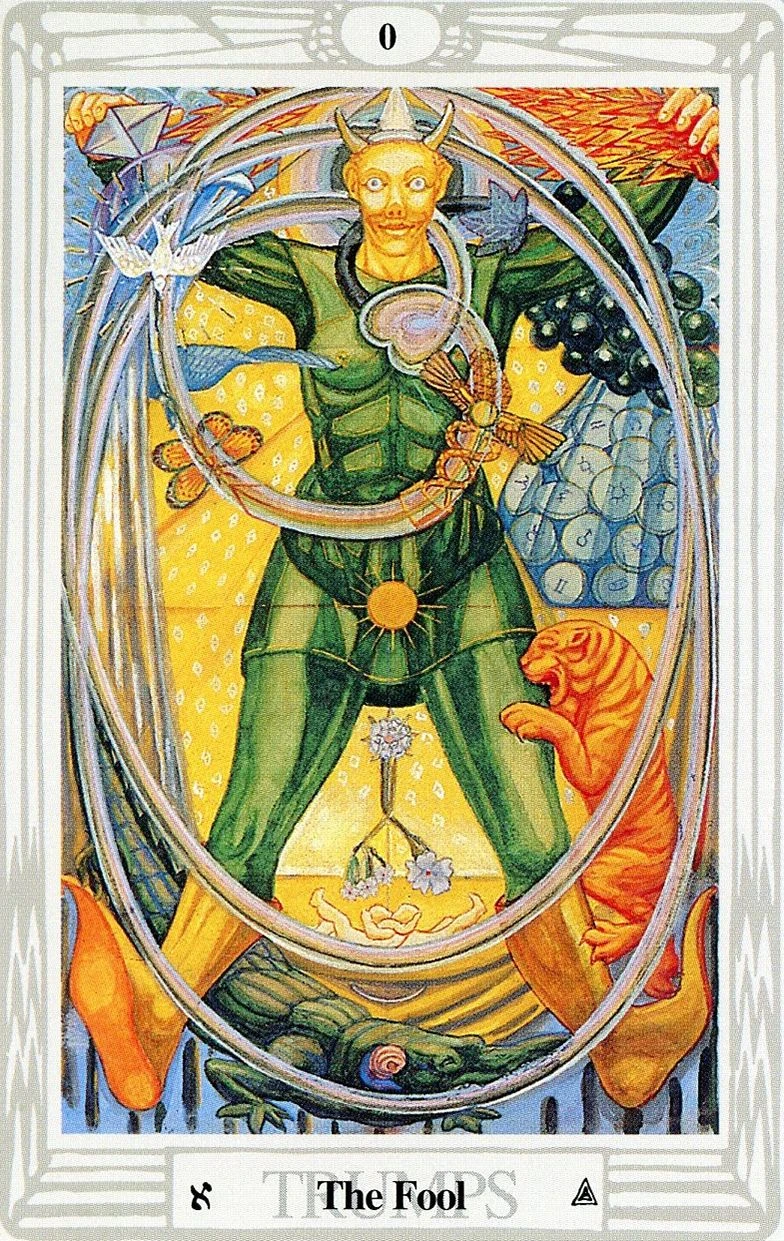 The Fool card from the Thoth Tarot deck