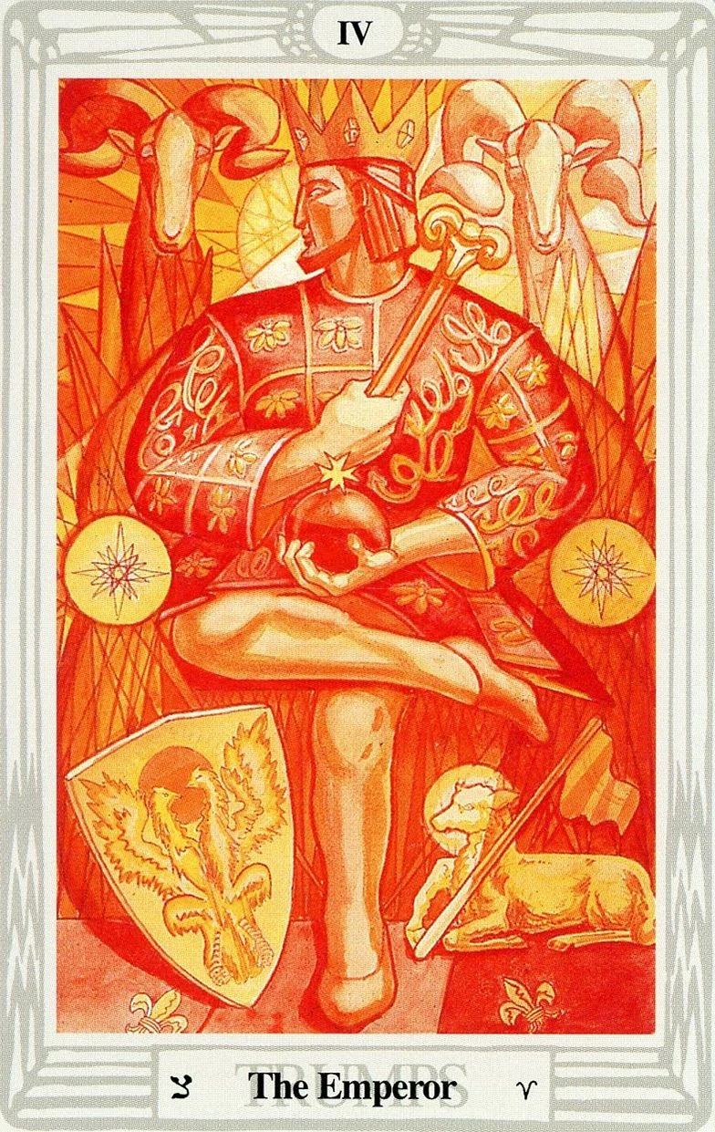 The Emperor card from the Thoth Tarot deck