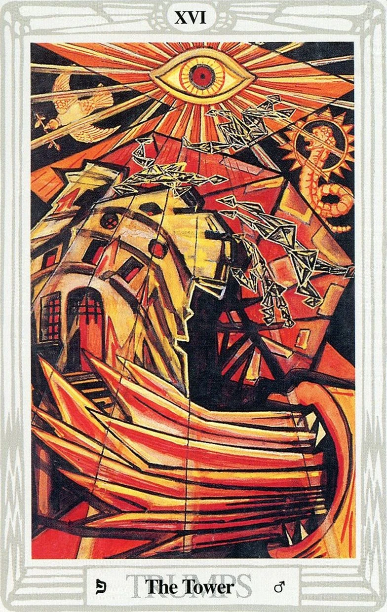 The Tower card from the Thoth Tarot deck