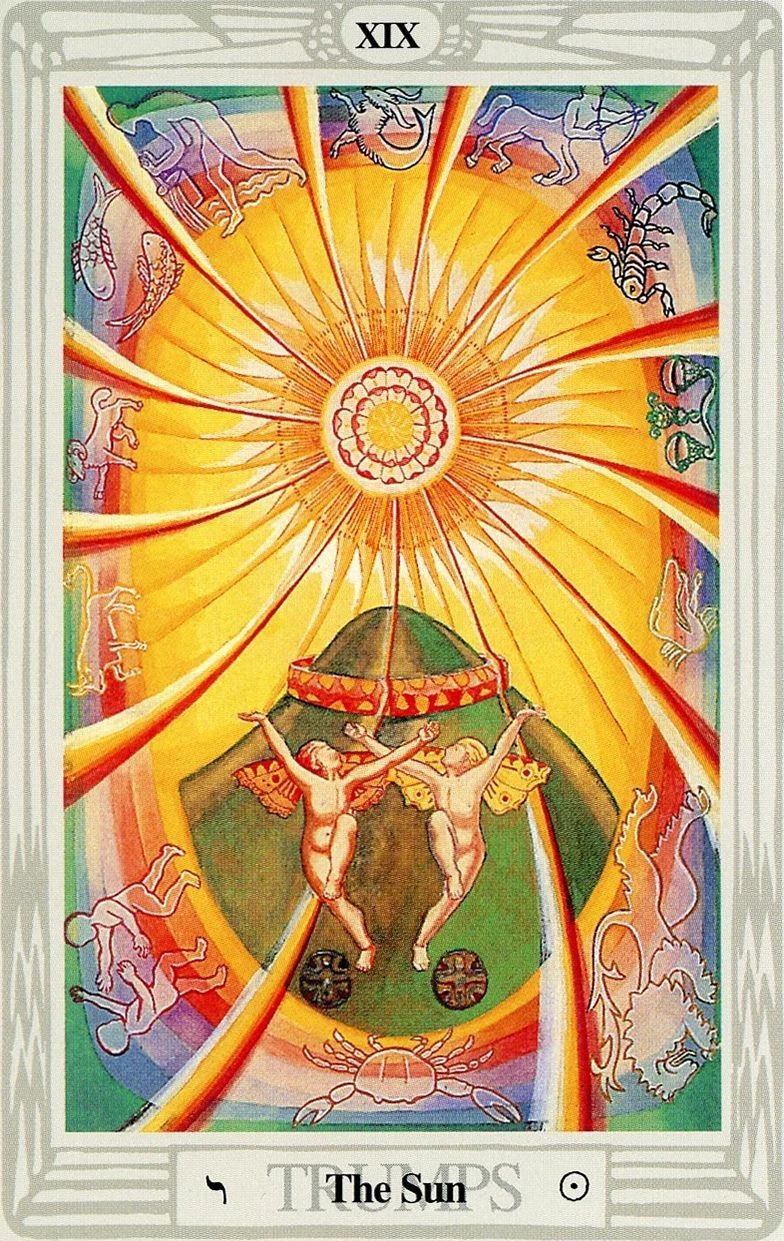 The Sun card from the Thoth Tarot deck