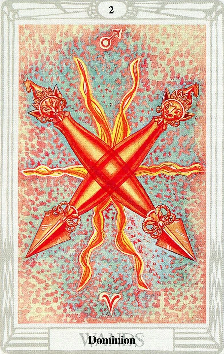 Two of Wands — Dominion card from the Thoth Tarot deck
