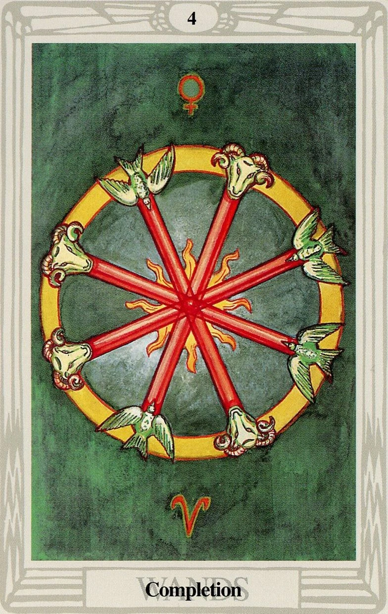 Four of Wands — Completion card from the Thoth Tarot deck