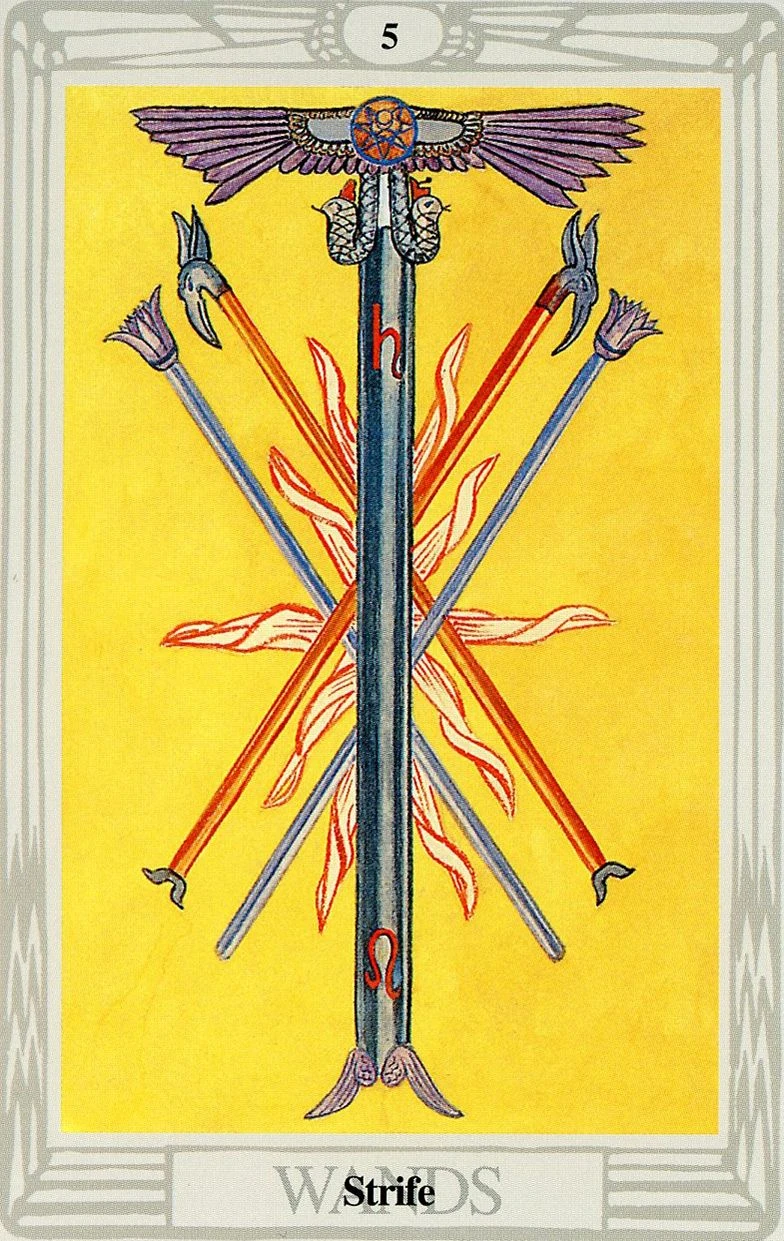 Five of Wands — Strife card from the Thoth Tarot deck