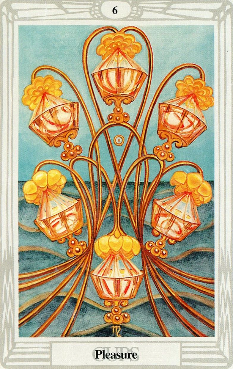 Six of Cups — Pleasure card from the Thoth Tarot deck