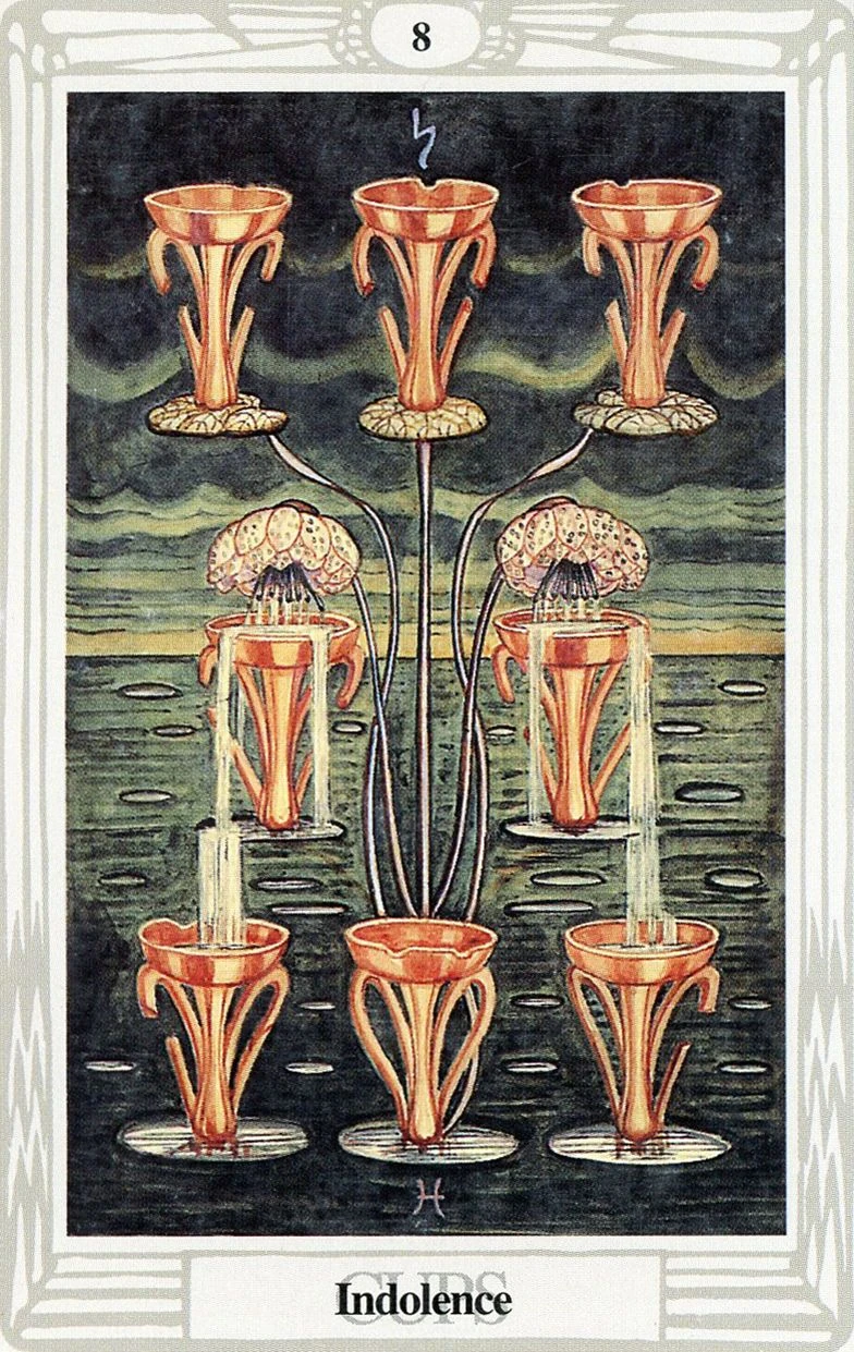 Eight of Cups — Indolence card from the Thoth Tarot deck