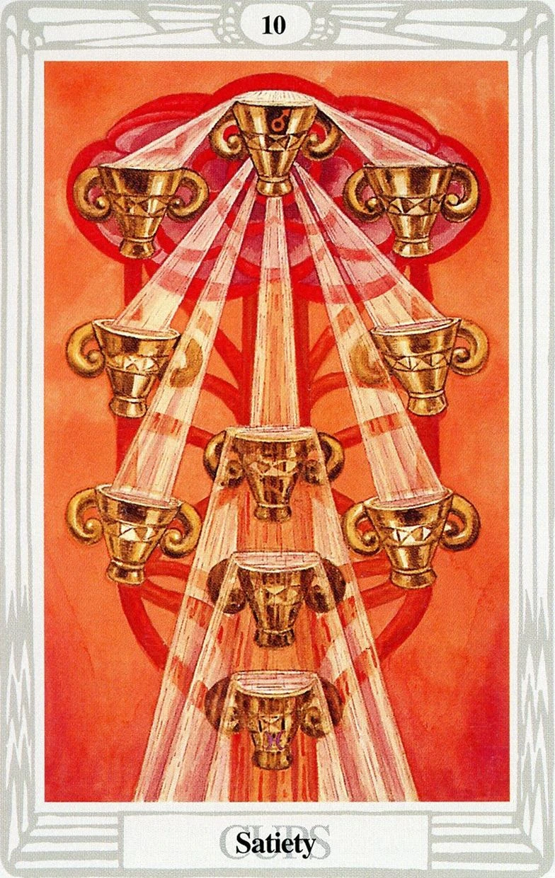 Ten of Cups — Satiety card from the Thoth Tarot deck