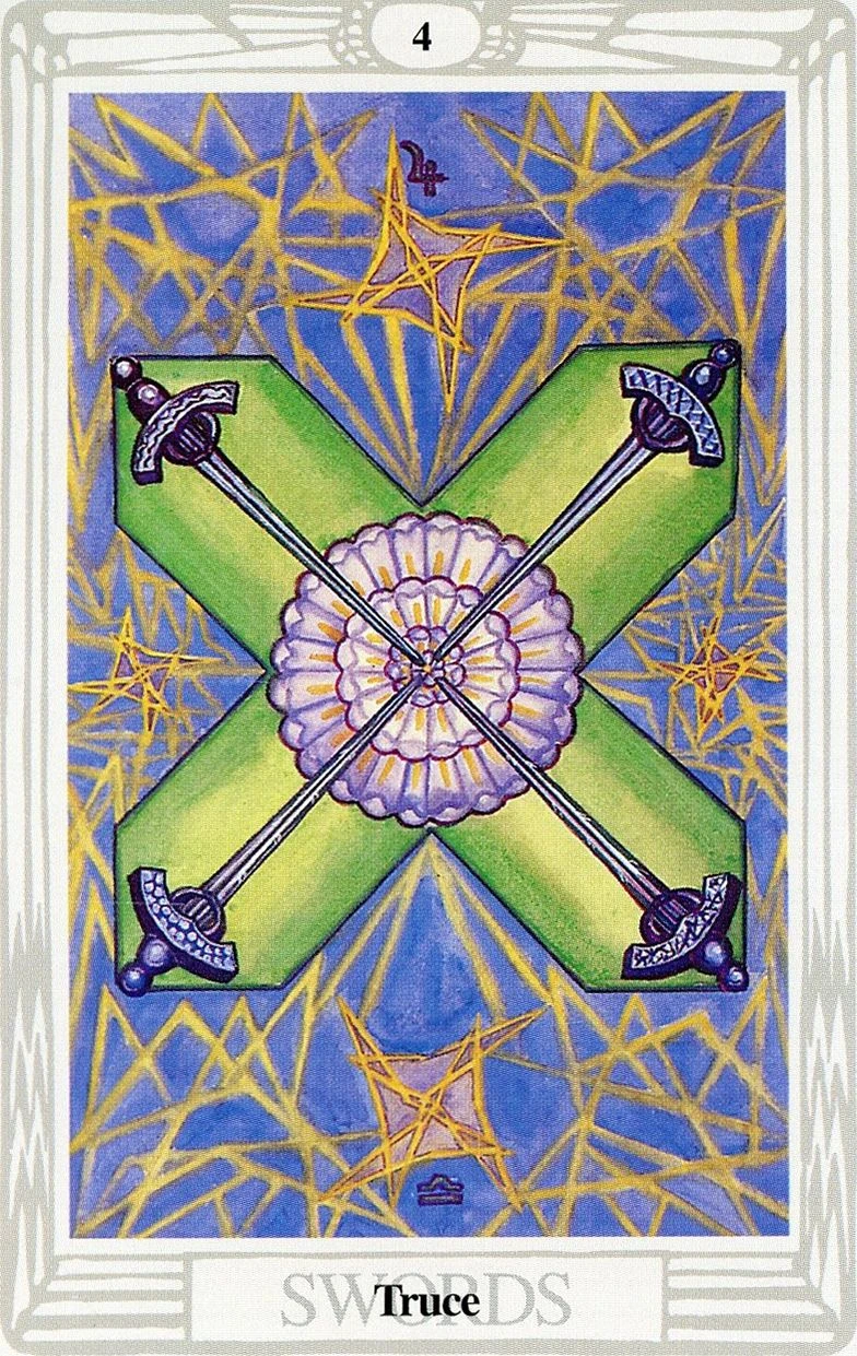 Four of Swords — Truce card from the Thoth Tarot deck