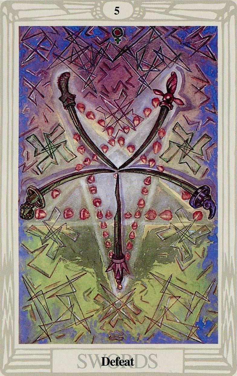 Five of Swords — Defeat card from the Thoth Tarot deck