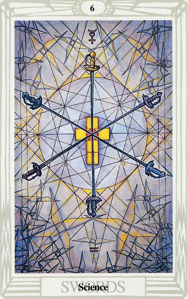 The Thoth Tarot Review 9 Six of Swords — Science card from the Thoth Tarot deck