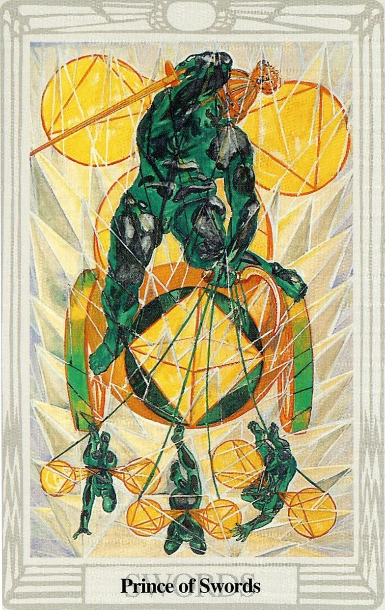 Prince of Swords card from the Thoth Tarot deck