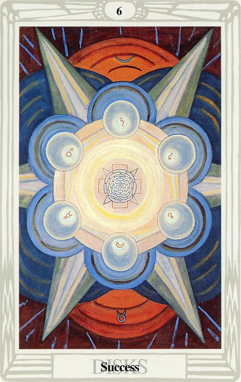 Six of Disks — Success card from the Thoth Tarot deck