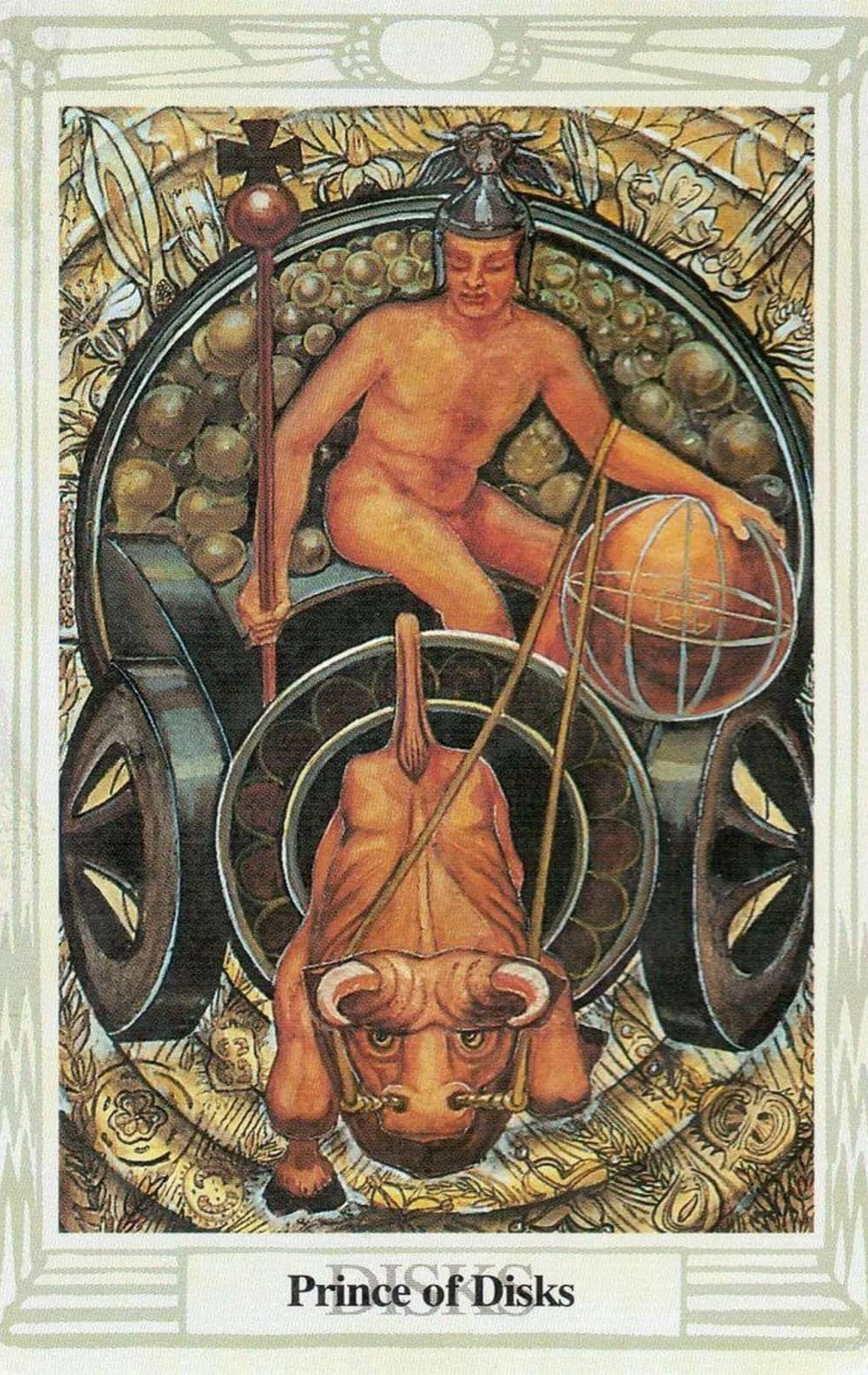 Prince of Disks card from the Thoth Tarot deck