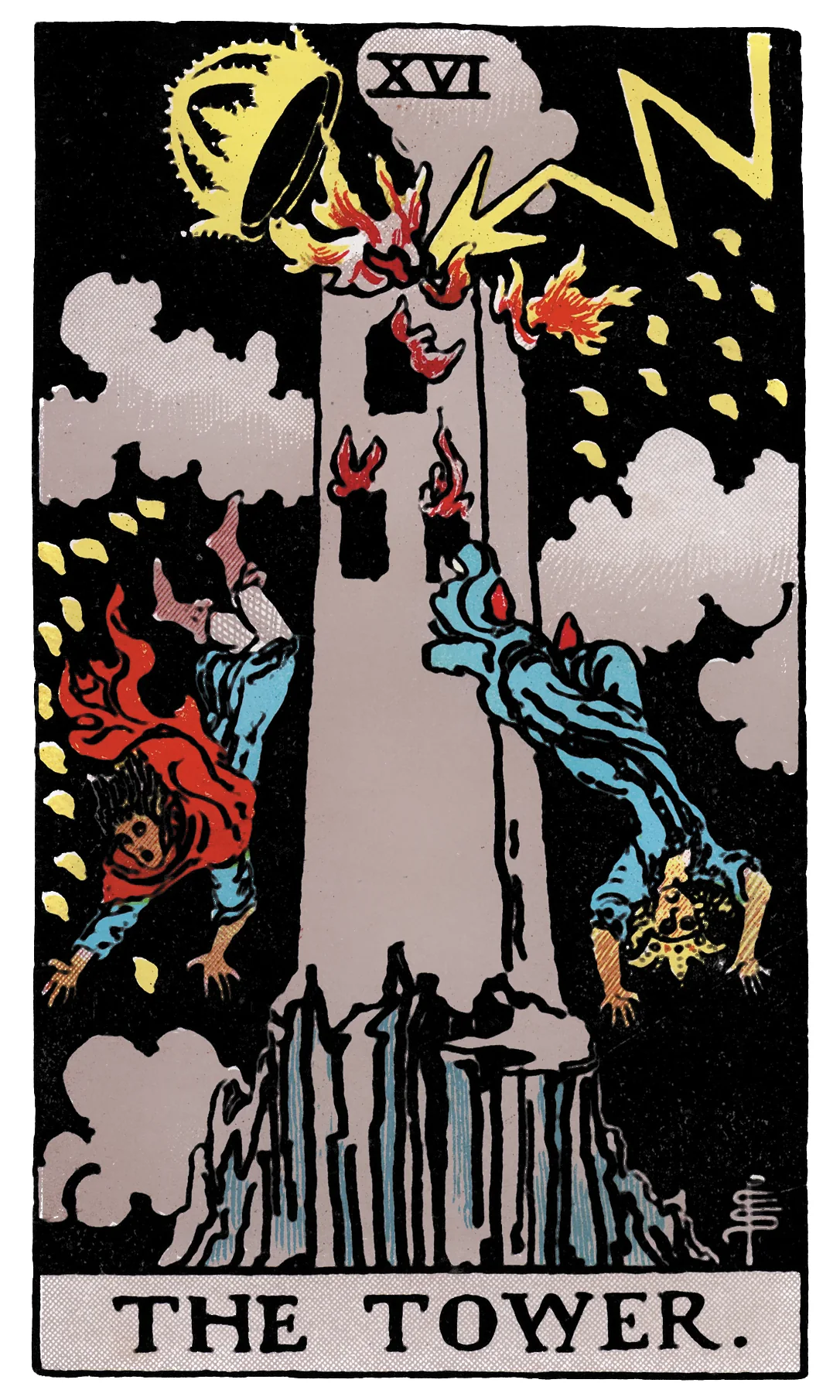 The Tower card from the Rider-Waite-Smith Tarot deck by Rider