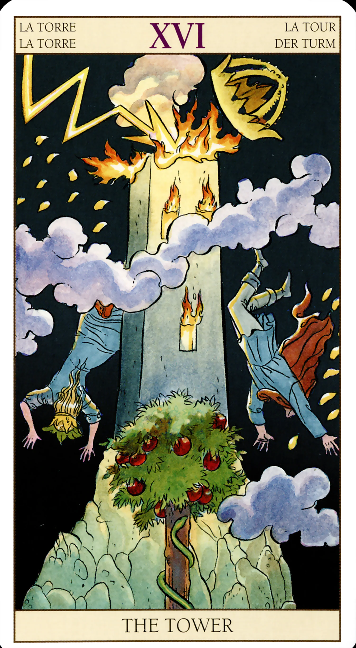 The Tower card from the Tarot of the New Vision deck by Lo Scarabeo