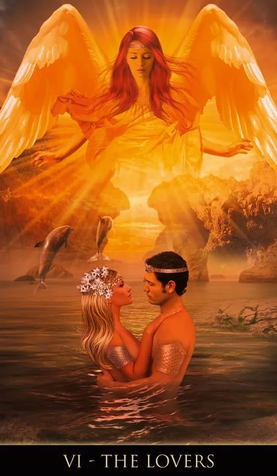 The Lovers card from the Thelema Tarot deck