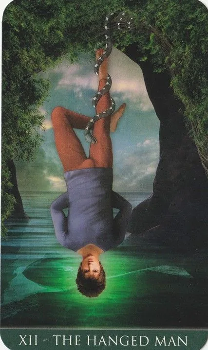 The Hanged Man card from the Thelema Tarot deck