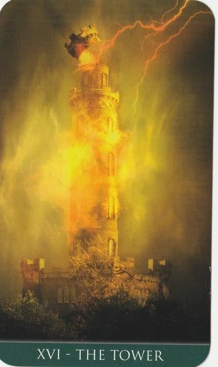 The Tower card from the Thelema Tarot deck