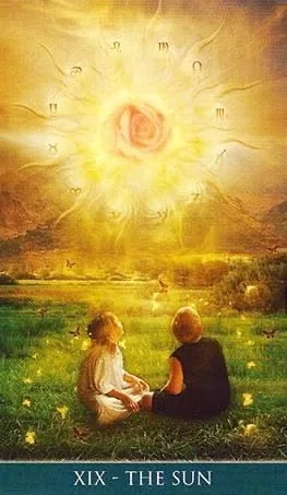 The Sun card from the Thelema Tarot deck