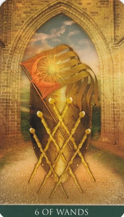 6 of Wands card from the Thelema Tarot deck