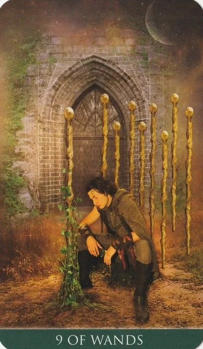 9 of Wands card from the Thelema Tarot deck