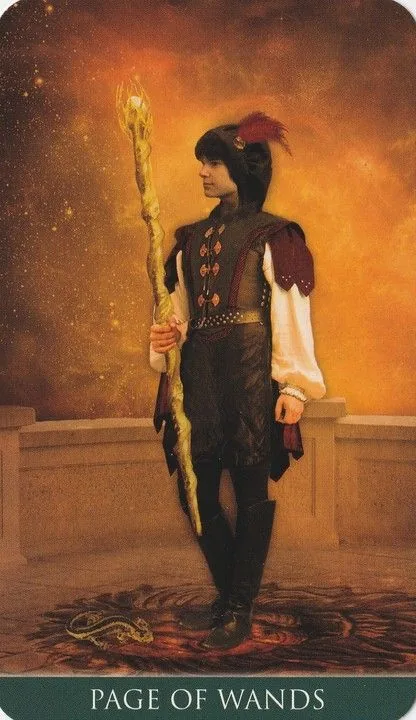 Page of Wands card from the Thelema Tarot deck