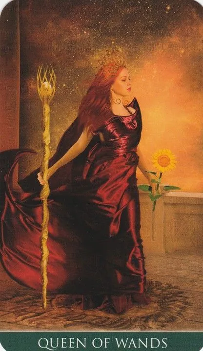 Queen of Wands card from the Thelema Tarot deck